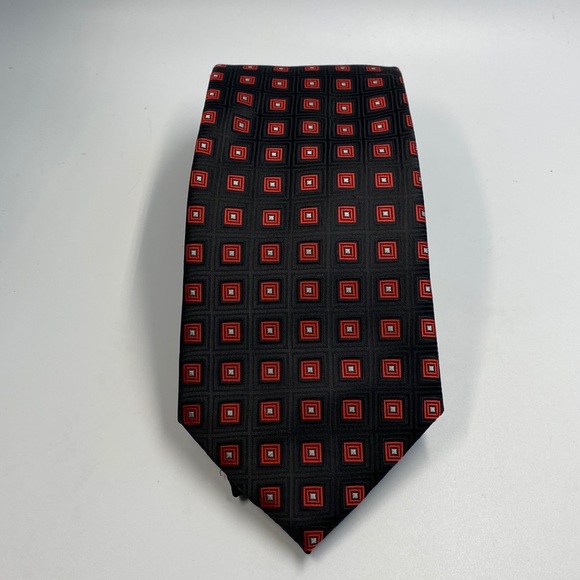 Enzo Castellano Black with red squares Tie - Picture 1 of 5